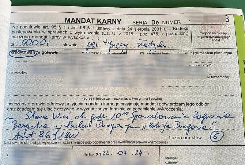 Mandat za kolizję 2026