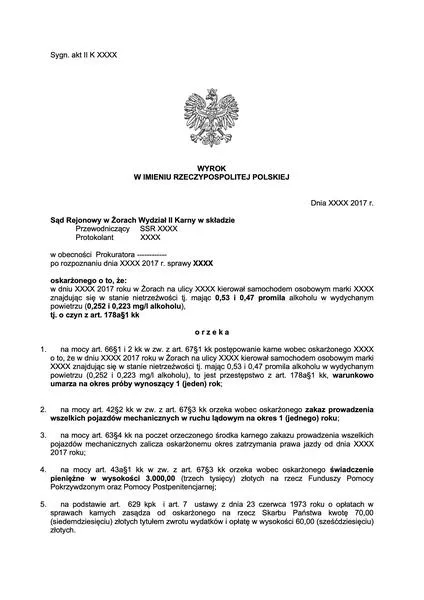 Zakaz prowadzenia pojazdów